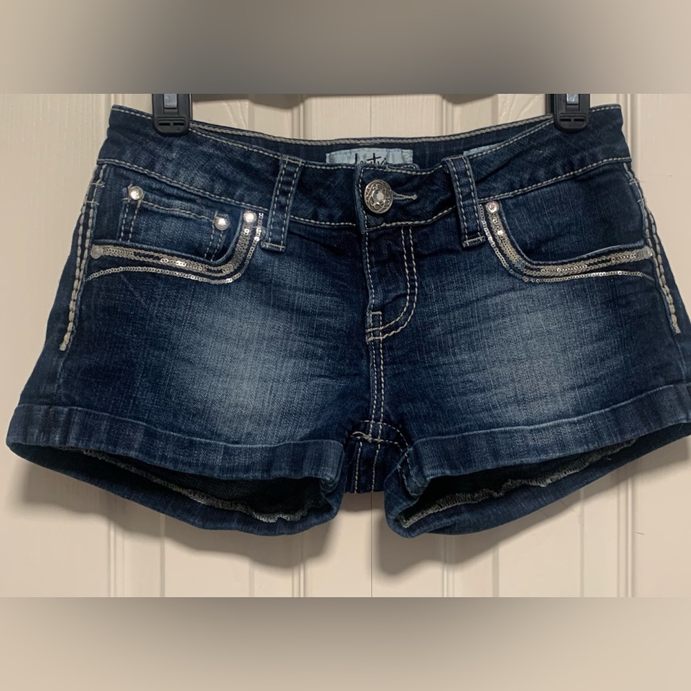 Daytrip Scorpio Low Rise Blingy Jean Shorts - Picture 2 of 9